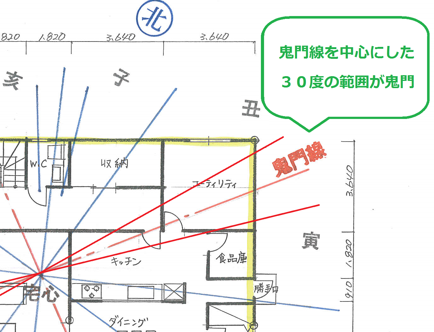 家相図で鬼門の範囲を確認しよう 風水家相の間取り鑑定 設計専門のタオ家相設計工房